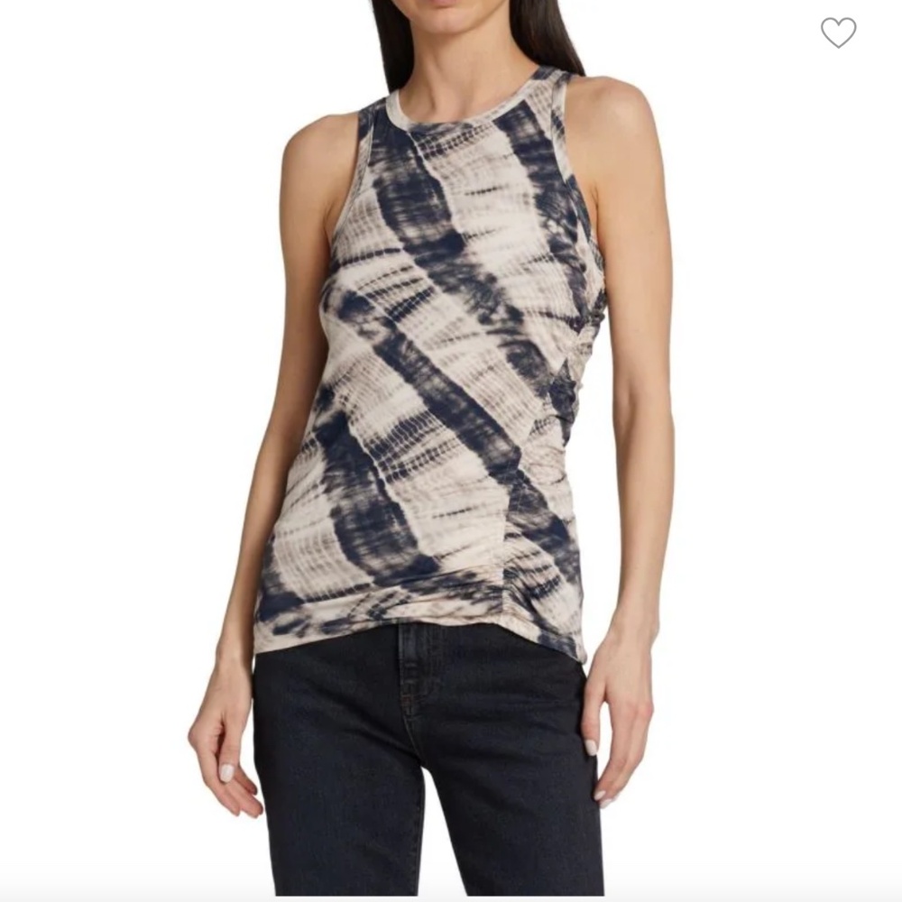 Veronica Beard Rhone Ruched Tie-Dyed Tank - Size S